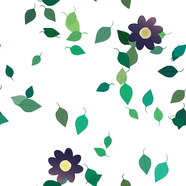 Abstrakta Blommor Med Gröna Blad Fri Komposition Vektor Illustration — Stock vektor