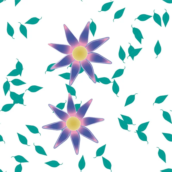 Abstracte Bloemen Met Groene Bladeren Vrije Compositie Vector Illustratie — Stockvector