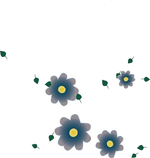 Flores Abstractas Con Hojas Verdes Composición Libre Ilustración Vectorial — Vector de stock