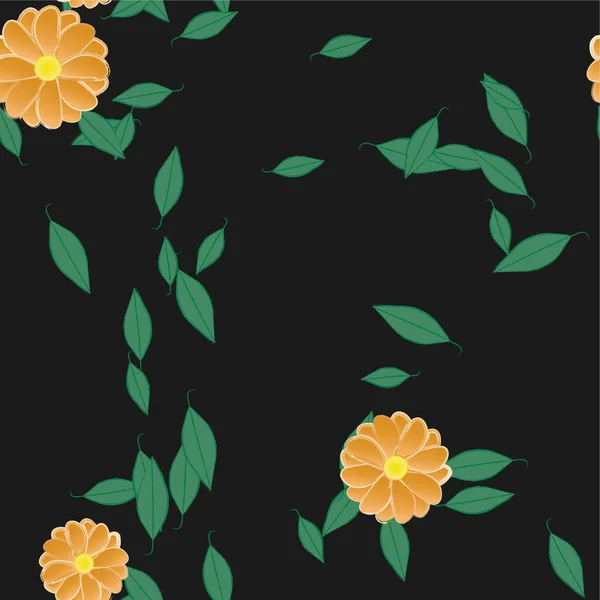 Abstrakte Blüten Mit Grünen Blättern Freier Komposition Vektorillustration — Stockvektor