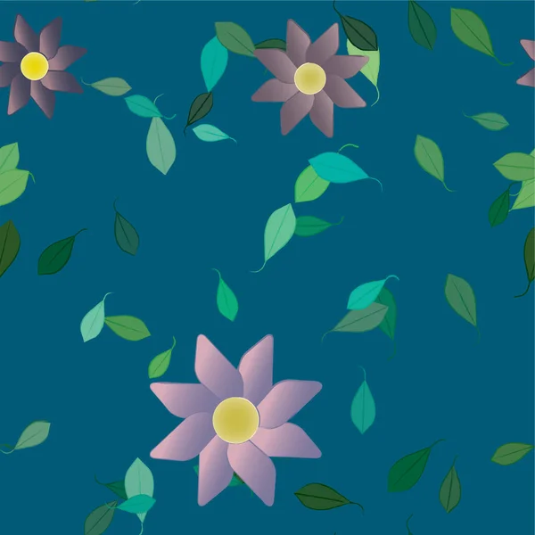 Abstracte Bloemen Met Groene Bladeren Vrije Compositie Vector Illustratie — Stockvector