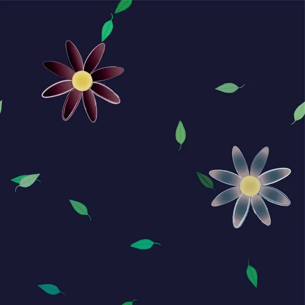 Abstracte Bloemen Met Groene Bladeren Vrije Compositie Vector Illustratie — Stockvector