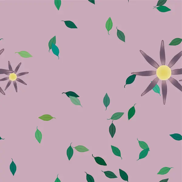 Αφηρημένα Λουλούδια Πράσινα Φύλλα Ελεύθερη Σύνθεση Διανυσματική Απεικόνιση — Διανυσματικό Αρχείο