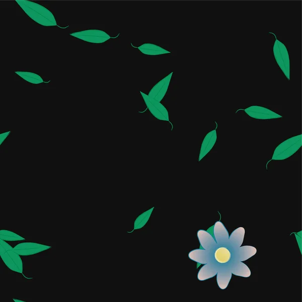 Fleurs Abstraites Avec Feuilles Vertes Composition Libre Illustration Vectorielle — Image vectorielle