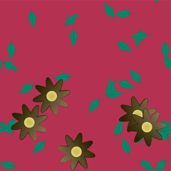 Elvont Virágok Zöld Levelekkel Szabad Összetételben Vektor Illusztráció — Stock Vector