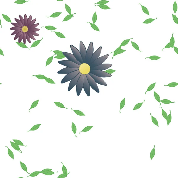 Flores Abstractas Con Hojas Verdes Composición Libre Ilustración Vectorial — Archivo Imágenes Vectoriales