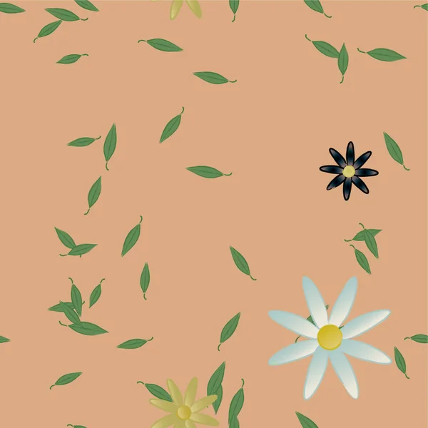 Fleurs Abstraites Avec Feuilles Vertes Composition Libre Illustration Vectorielle — Image vectorielle