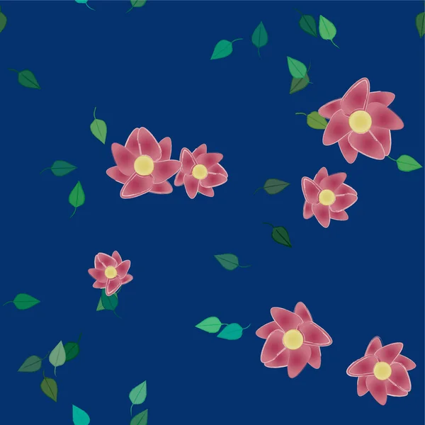 Abstrakta Blommor Med Gröna Blad Fri Komposition Vektor Illustration — Stock vektor