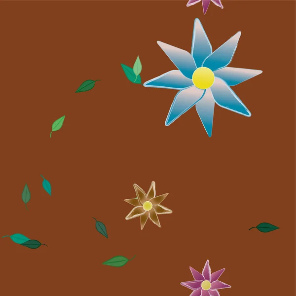 Abstrakte Blomster Med Grønne Blade Fri Sammensætning Vektor Illustration – Stock-vektor