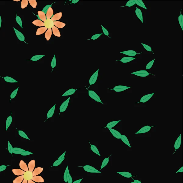 Abstracte Bloemen Met Groene Bladeren Vrije Compositie Vector Illustratie — Stockvector