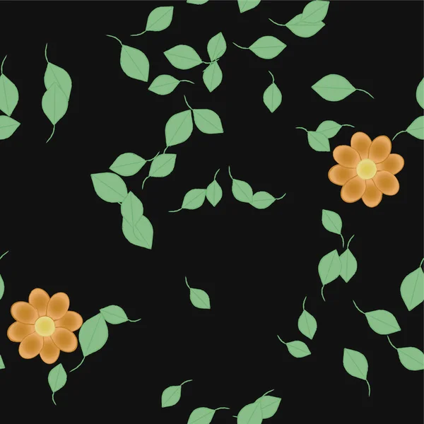 有自由构图的绿叶的抽象花 矢量插图 — 图库矢量图片