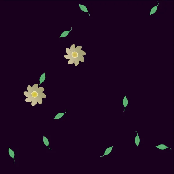 Abstrakta Blommor Med Gröna Blad Fri Komposition Vektor Illustration — Stock vektor