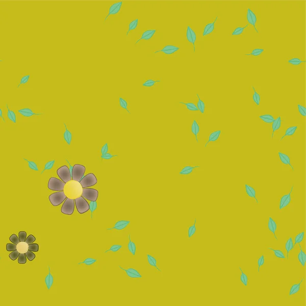 Flores Abstractas Con Hojas Verdes Composición Libre Ilustración Vectorial — Archivo Imágenes Vectoriales