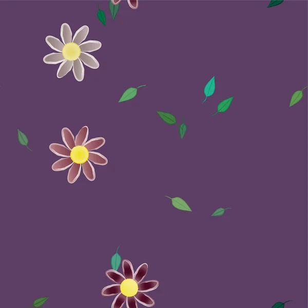 Fleurs Abstraites Avec Feuilles Vertes Composition Libre Illustration Vectorielle — Image vectorielle