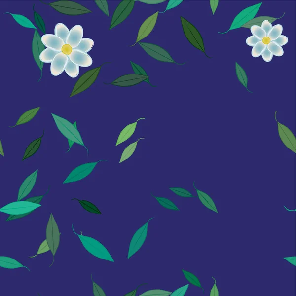 Fleurs Abstraites Avec Feuilles Vertes Composition Libre Illustration Vectorielle — Image vectorielle