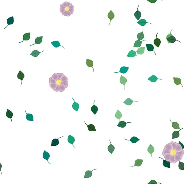 Abstrakcyjne Kwiaty Zielonymi Liśćmi Wolnym Składzie Ilustracja Wektora — Wektor stockowy