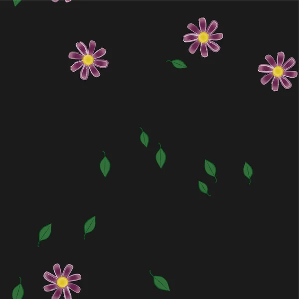 Fleurs Abstraites Avec Feuilles Vertes Composition Libre Illustration Vectorielle — Image vectorielle