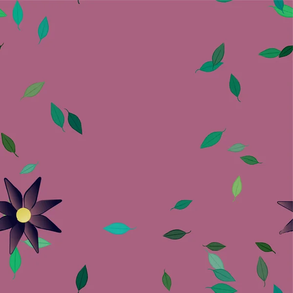 Fleurs Abstraites Avec Feuilles Vertes Composition Libre Illustration Vectorielle — Image vectorielle