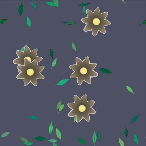 Abstracte Bloemen Met Groene Bladeren Vrije Compositie Vector Illustratie — Stockvector