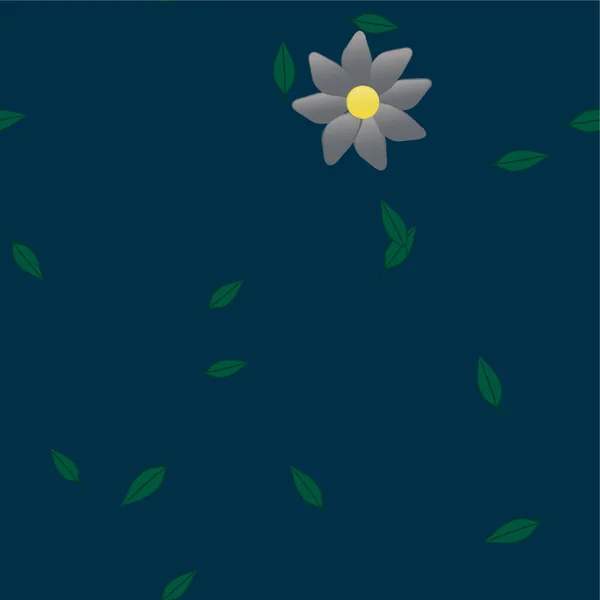 Flores Abstractas Con Hojas Verdes Composición Libre Ilustración Vectorial — Archivo Imágenes Vectoriales