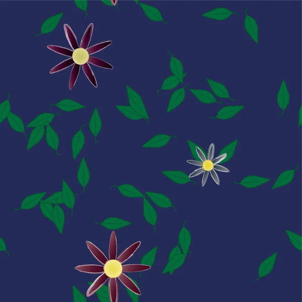 Fleurs Abstraites Avec Feuilles Vertes Composition Libre Illustration Vectorielle — Image vectorielle