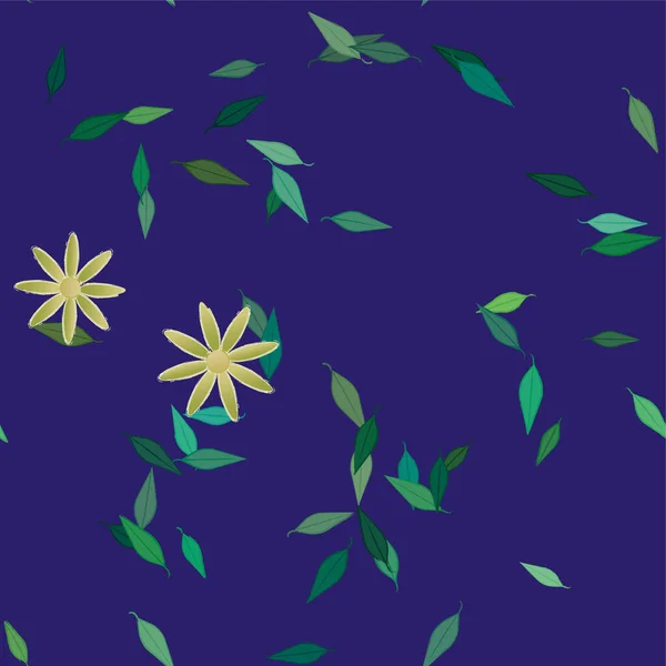 Fleurs Colorées Feuilles Vertes Arrière Plan Illustration Vectorielle — Image vectorielle