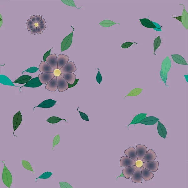 Flores Colores Hojas Verdes Fondo Ilustración Vectorial — Vector de stock