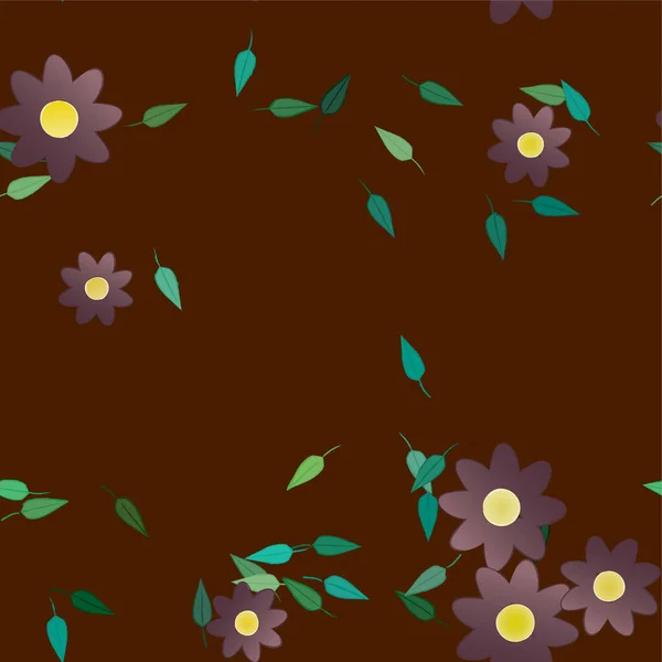 Flores Colores Hojas Verdes Fondo Ilustración Vectorial — Vector de stock