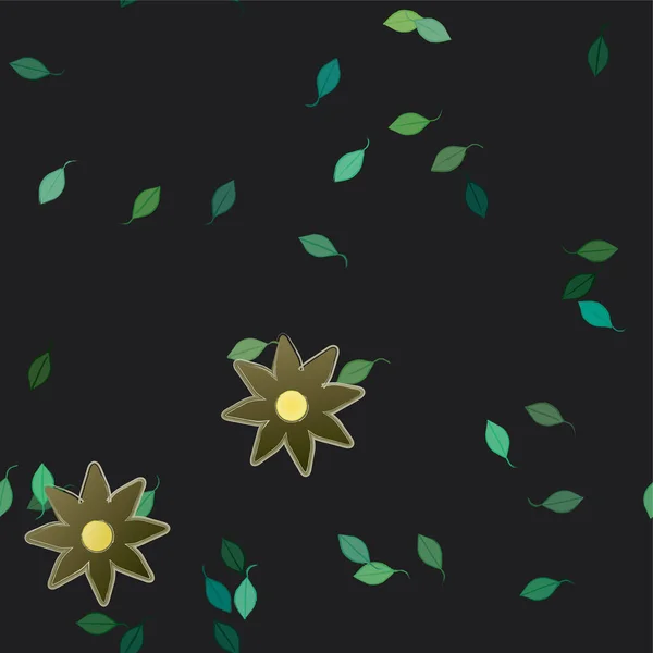 Flores Colores Hojas Verdes Fondo Ilustración Vectorial — Vector de stock