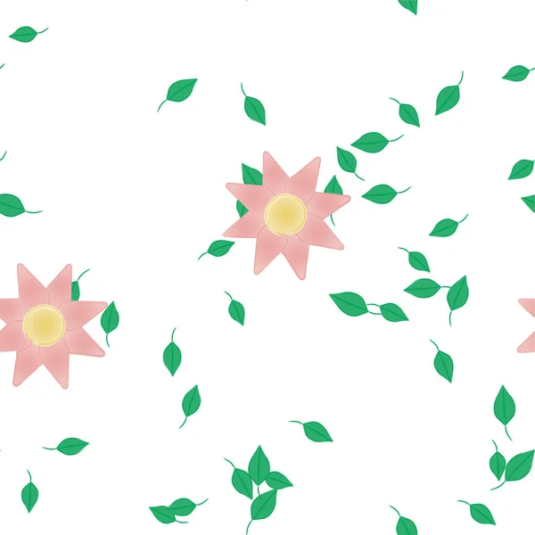 Fleurs Colorées Feuilles Vertes Arrière Plan Illustration Vectorielle — Image vectorielle