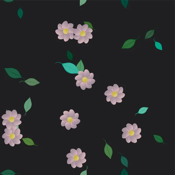 Flores Colores Hojas Verdes Fondo Ilustración Vectorial — Vector de stock