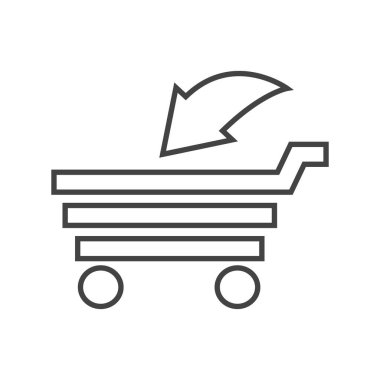 Beyaz arkaplanda ok simgesi olan alışveriş arabası