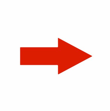 Beyaz arkaplanda kırmızı sağ ok