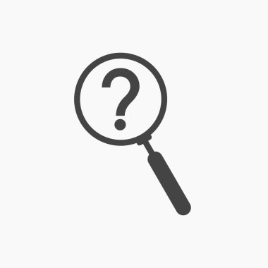 Soru işareti vektör illüstrasyonlu büyüteç