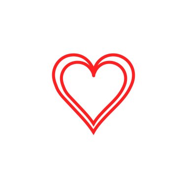 Kırmızı kalp ikonu vektör illüstrasyonu