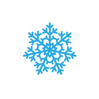 Beyaz arkaplanda mavi bir kar tanesinin çizimi