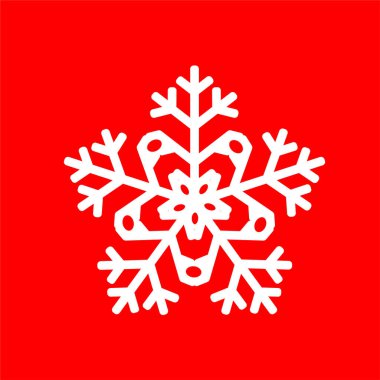 Kırmızı arkaplanda bir kar tanesinin gösterimi