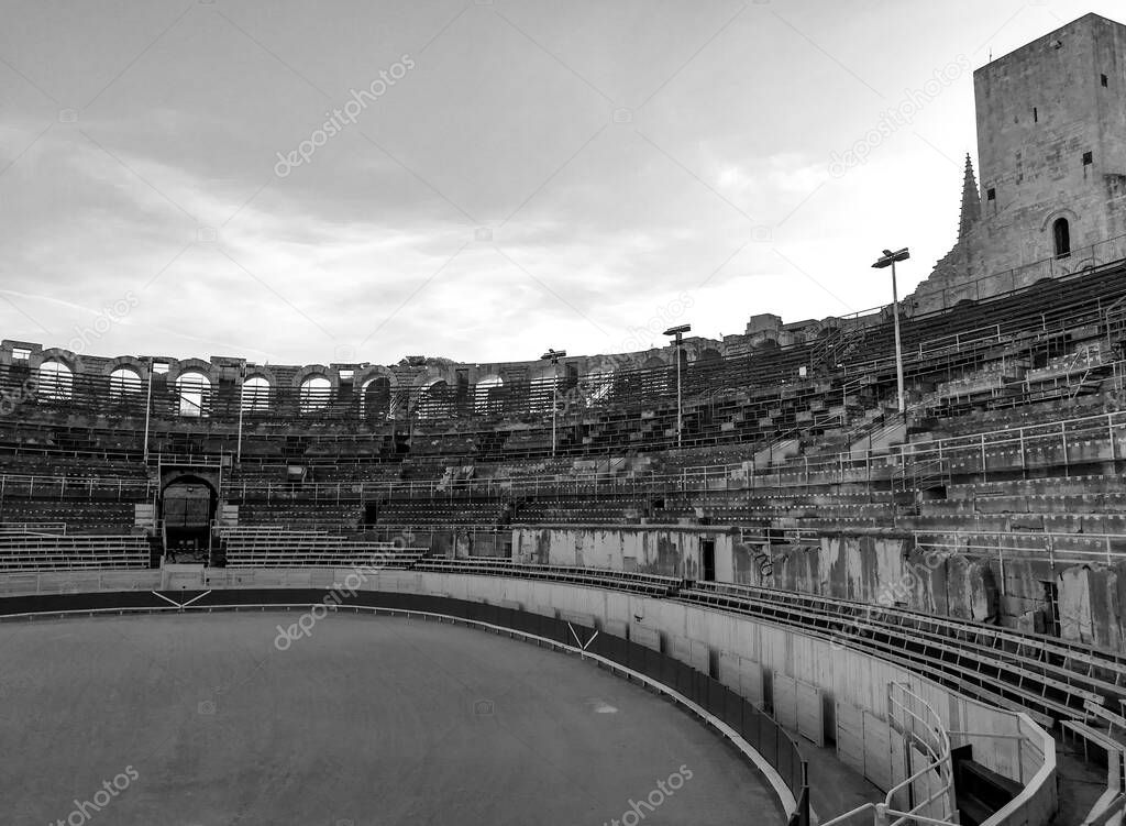 Arles, France. Ancient roman Amphiteatre (Arena) in the old Provence city.