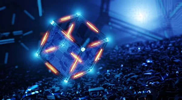 Kwantumcomputer Machine Leren Netwerkstructuur Van Technologie Blockchain Technologie Concept Digitale — Stockfoto
