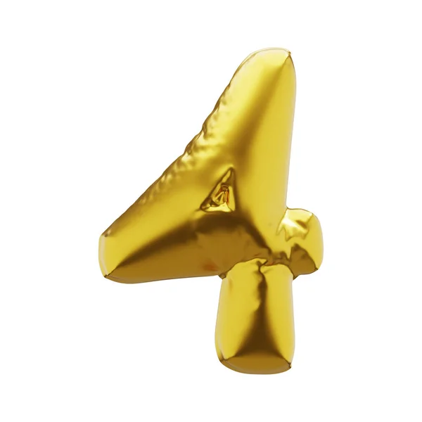 Número Inflável Quatro Cor Dourada Símbolos Infláveis Cor Dourada Para — Fotografia de Stock