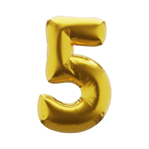 Número Inflável Cinco Cor Dourada Símbolos Infláveis Cor Dourada Para — Fotografia de Stock