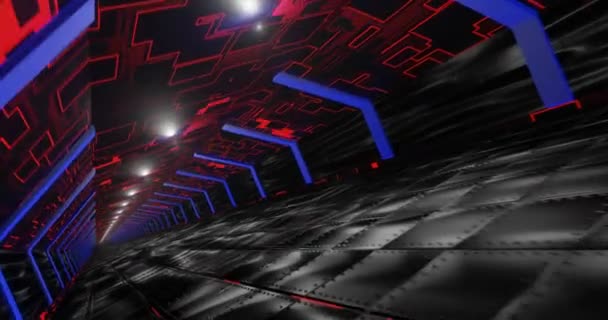 未来的なトンネルのVjループ 質感を変化させるダークトンネルインテリア 3Dレンダリング — ストック動画