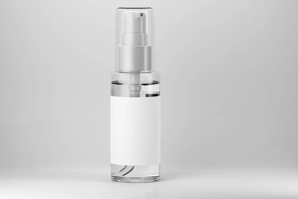 Töm Sprayflaska Mockup Transparent Aerosolburk Med Etikett Rendering — Stockfoto