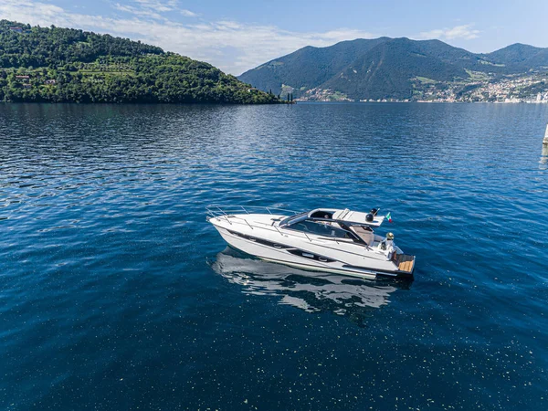 Bateau Moteur Sur Lac Vue Aérienne — Photo