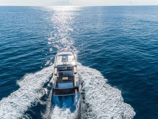 Yacht Moteur Navigation Vue Aérienne Par Drone — Photo