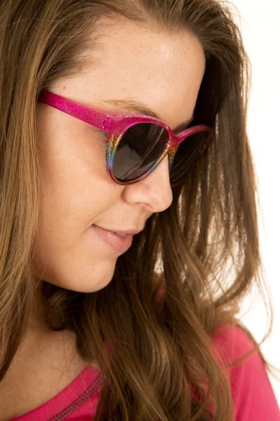 Sideview of a female model wearing sun glasses — Stock Photo, Image