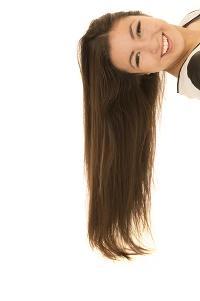 Divertido asiático adolescente americano que estabelece o cabelo fluindo — Fotografia de Stock