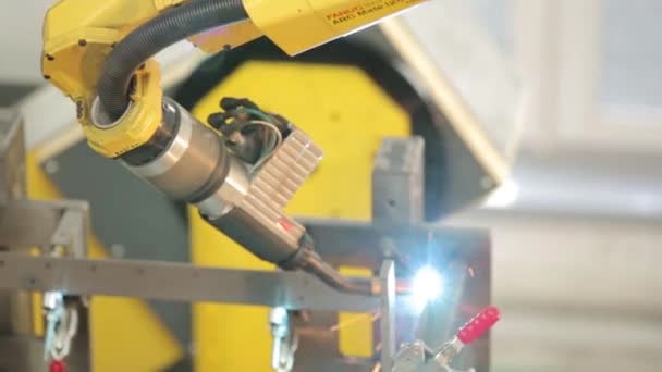 Robotları kullanarak otomatik robotik kaynak — Stok video