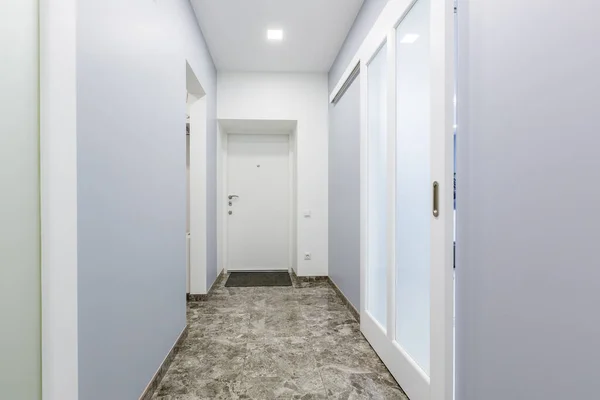 Interior Photography Corridor Small Apartment Modern Minimalist Style White Walls — Stock Photo, Image