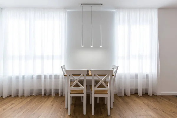 Interior photography, large white kitchen studio in a modern style, minimalism